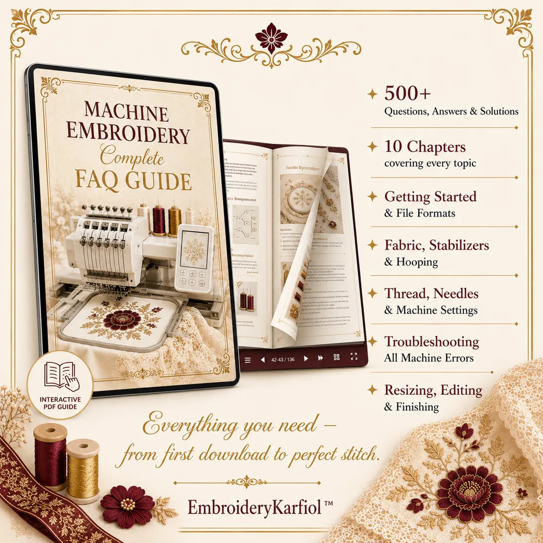 Machine Embroidery FAQ Guide - 500 Questions Answers & Solutions | Beginner to Advanced | Instant Download and  Interactive FlippingBook
