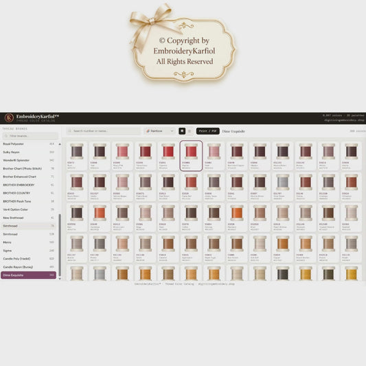 Interactive Embroidery  Thread Color Conversion Catalog — Premium to Budget Brands, 35 Brands, 9897 Colors, Digital File
