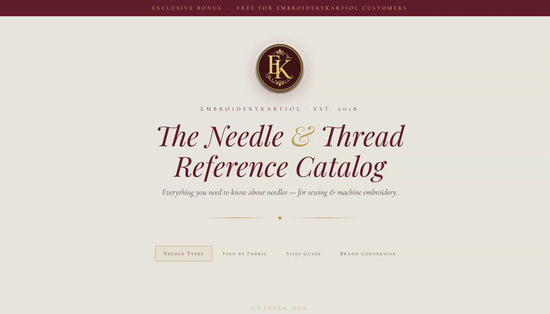 Interactive Needle Guide for Machine Embroidery and Sewing Professional Digital Catalog for Precise Needle Selection
