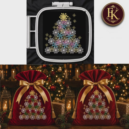Christmas Tree Embroidery Design, Snowflake Tree Embroidery File,  Holiday Decor