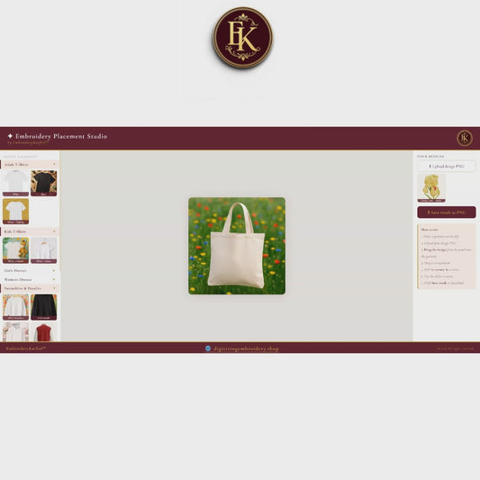 Embroidery Placement Studio – interactive online - Visualizer Tool for Embroidery Design Placement on Garments
Plan your embroidery before you stitch!