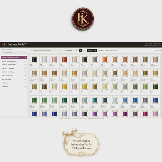 Interactive Thread Color Catalog — Brother, Brothread & Simthread — 541 Colors — HEX Match Tool — Digital Download