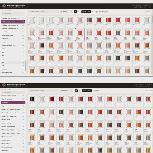 Interactive Embroidery Thread Color Catalog — 82 Brands 22378+ Colors — Digital Download