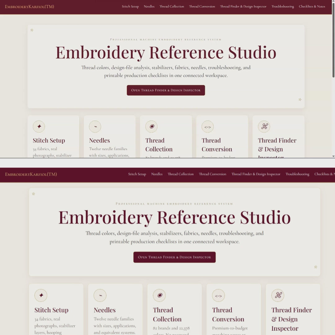 Interactive Embroidery Platform™ | Design & Photo Analyzer | 100+ Thread Brands -Never Guess Thread Colors Again