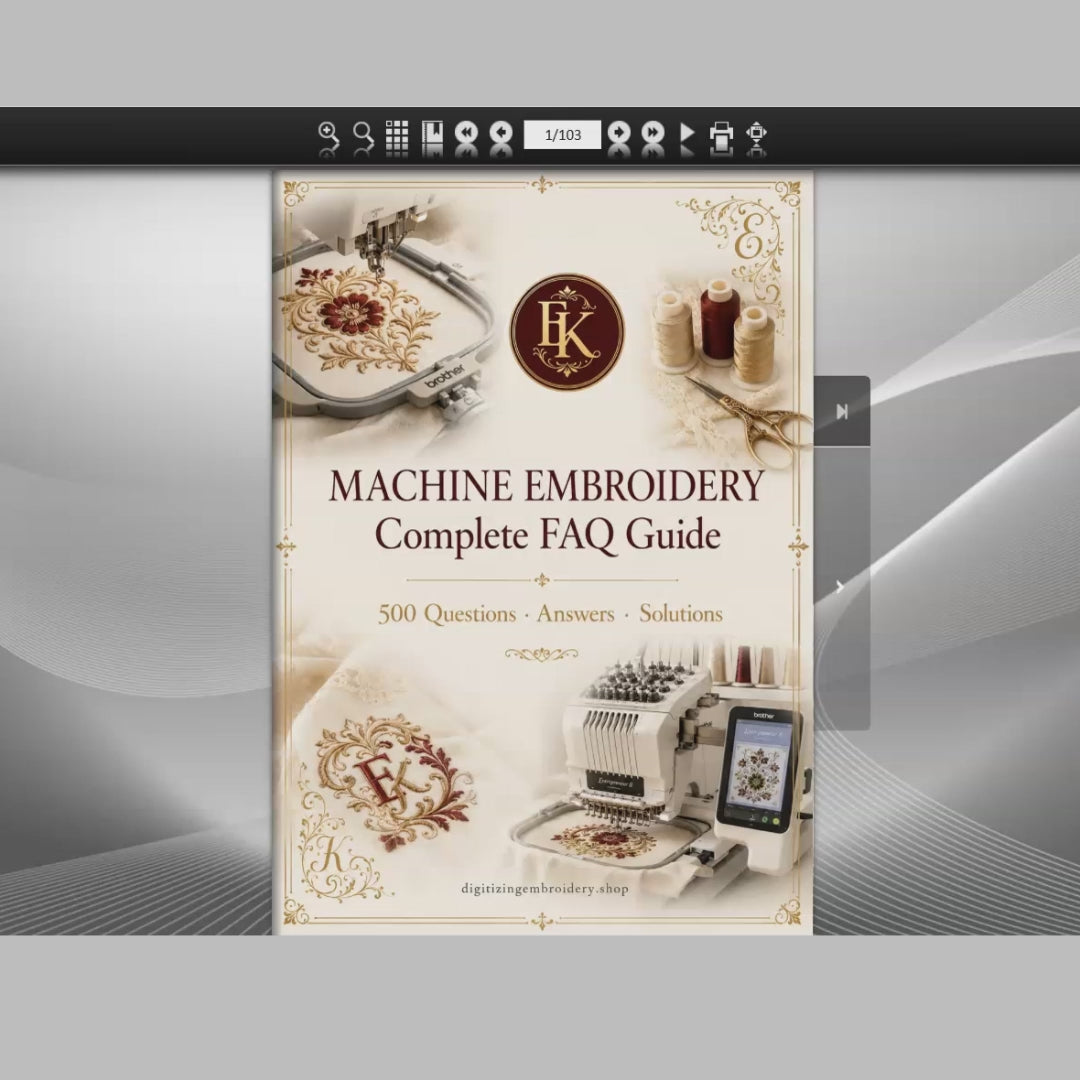 Machine Embroidery FAQ Guide - 500 Questions Answers & Solutions | Beginner to Advanced | Instant Download and  Interactive FlippingBook
