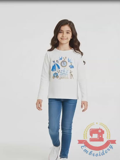 Cinderella Embroidery Design Set – 9 Files Princess, Castle, Carriage, Clock –  Bundle, only manual digitization (Digital)
