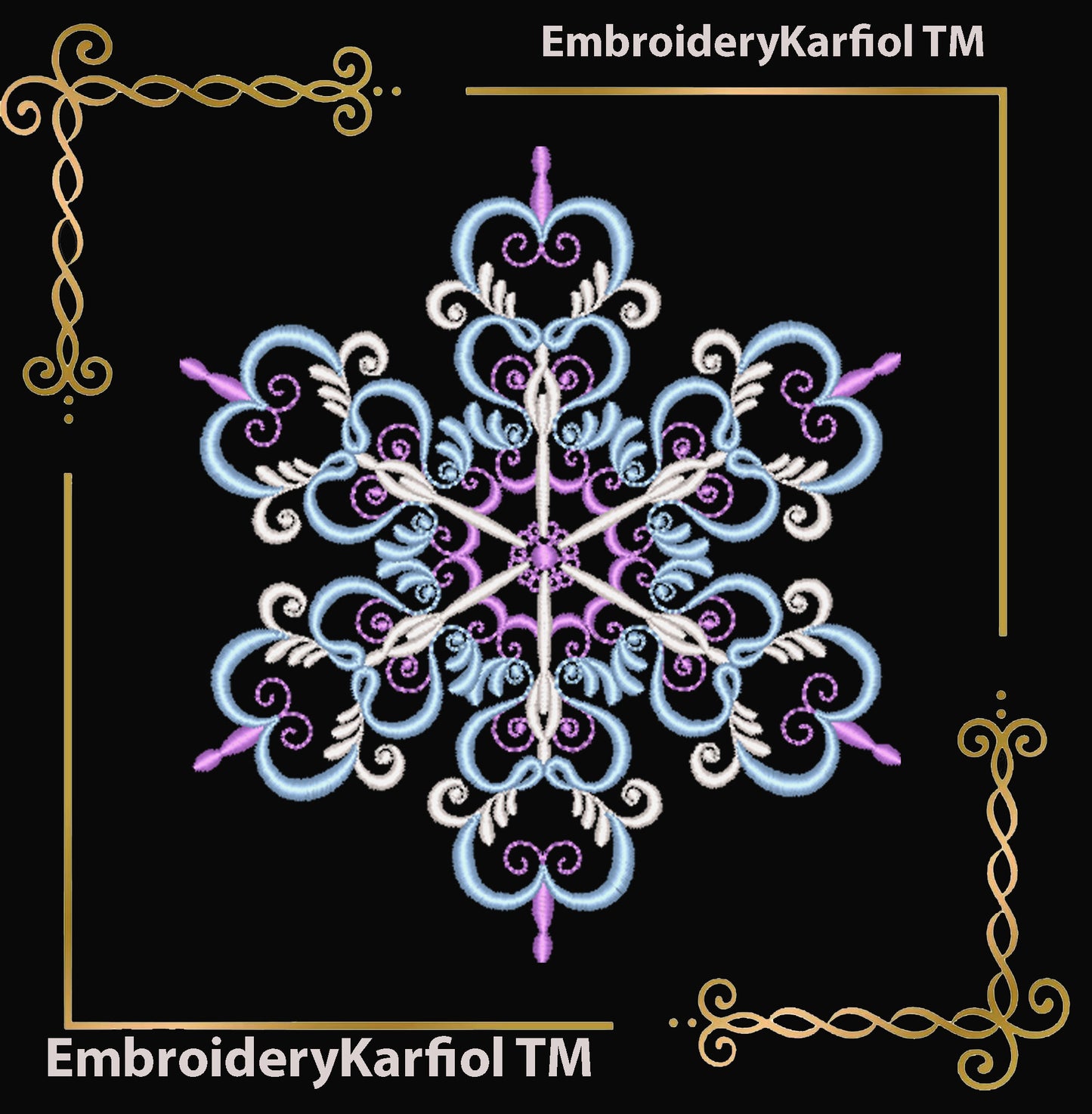 Christmas  Elegant Snowflake Embroidery Design — Winter Ornament Pattern