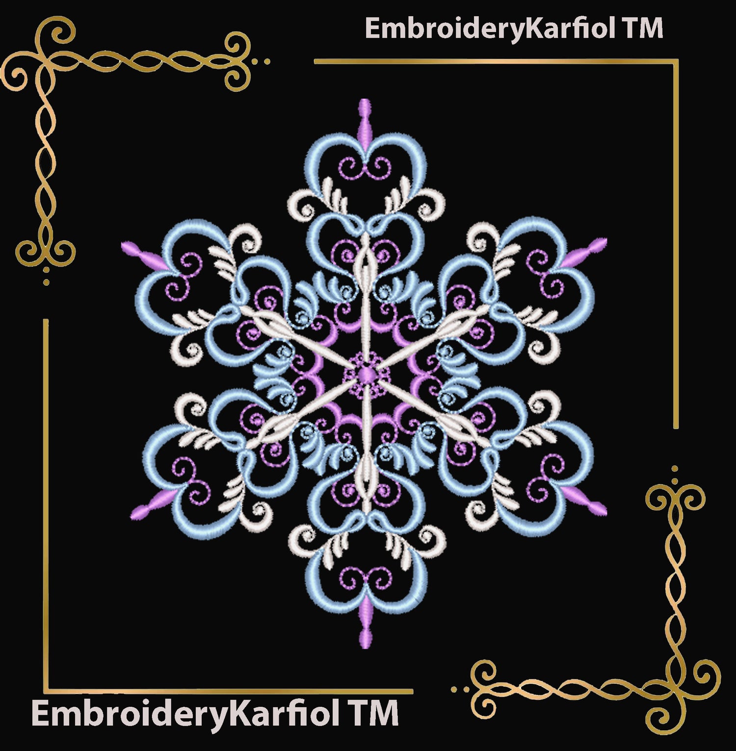 Christmas  Elegant Snowflake Embroidery Design — Winter Ornament Pattern