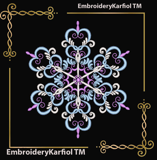 Christmas  Elegant Snowflake Embroidery Design — Winter Ornament Pattern
