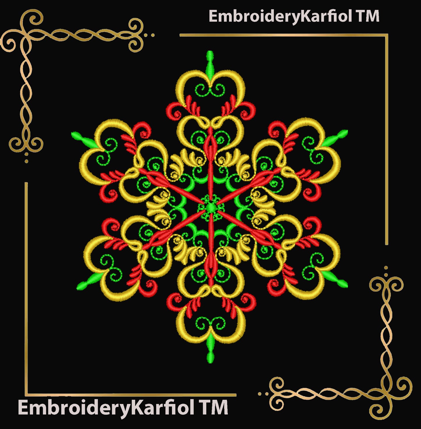 Christmas  Elegant Snowflake Embroidery Design — Winter Ornament Pattern