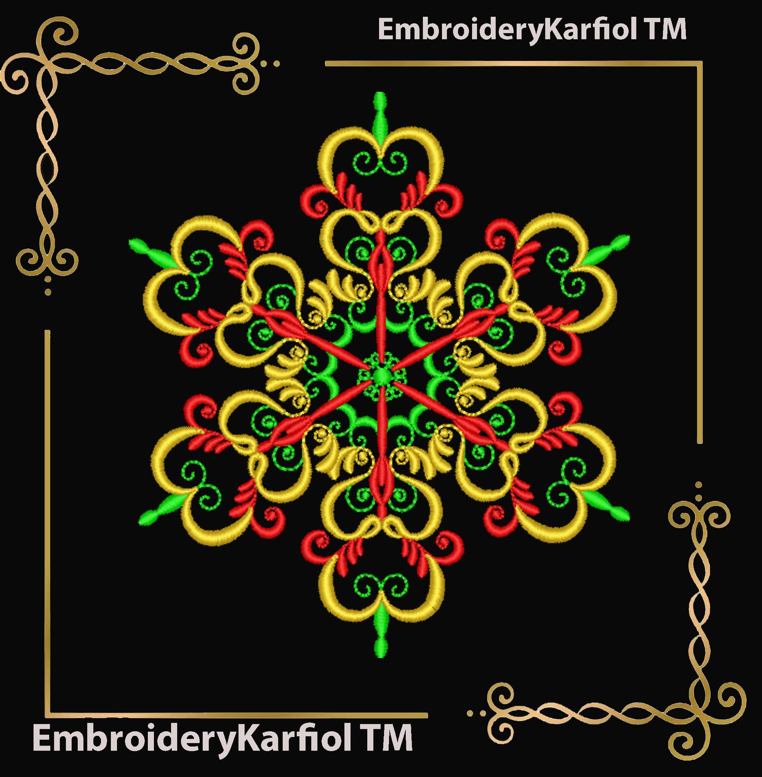 Christmas  Elegant Snowflake Embroidery Design — Winter Ornament Pattern