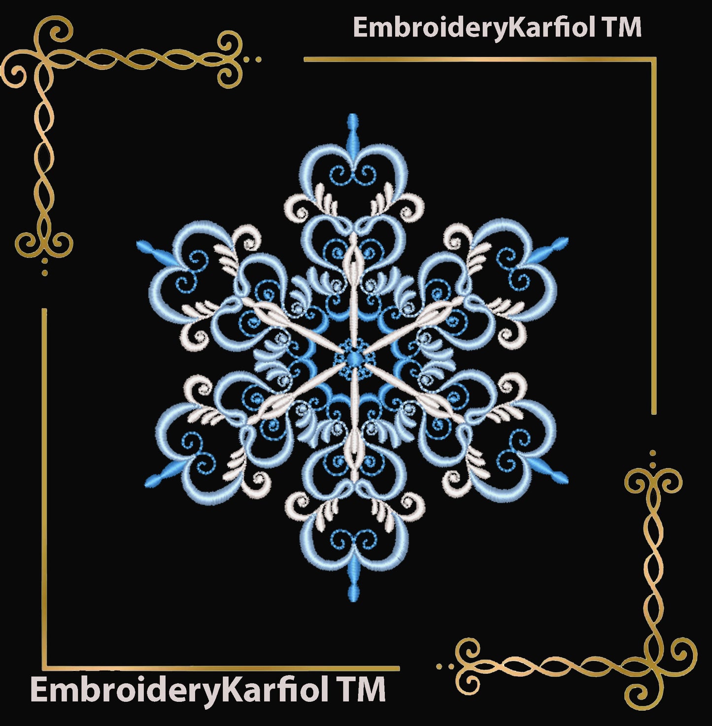 Christmas  Elegant Snowflake Embroidery Design — Winter Ornament Pattern