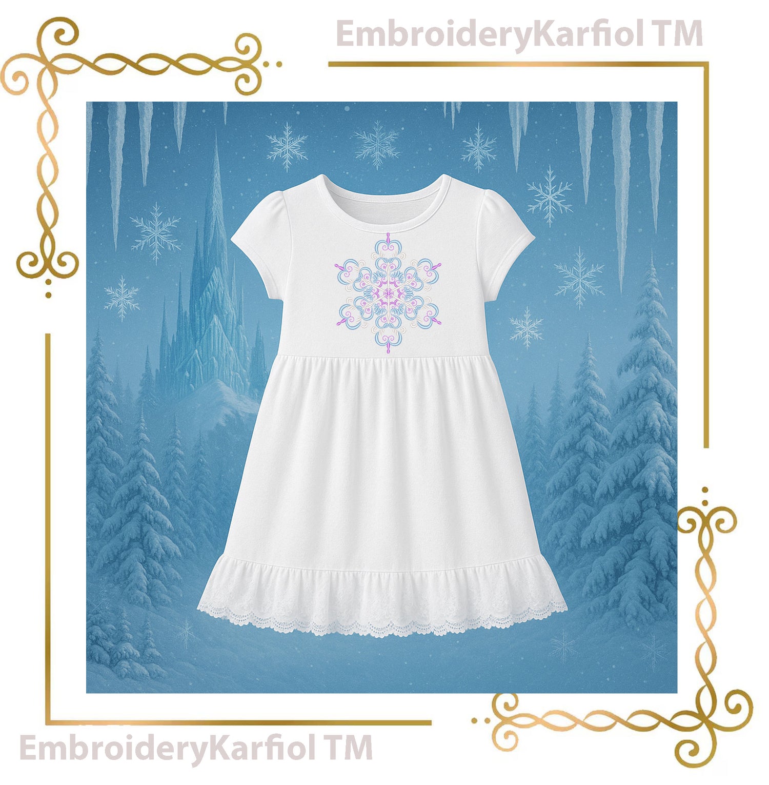 Christmas  Elegant Snowflake Embroidery Design — Winter Ornament Pattern