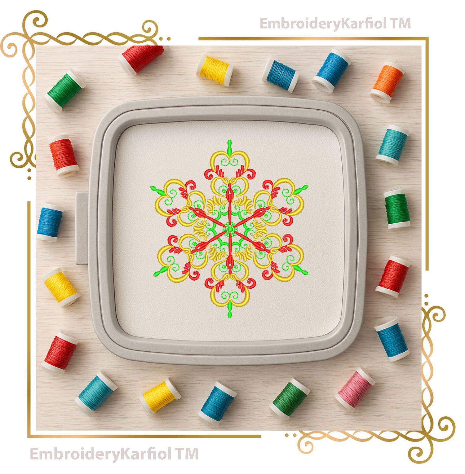 Christmas  Elegant Snowflake Embroidery Design — Winter Ornament Pattern
