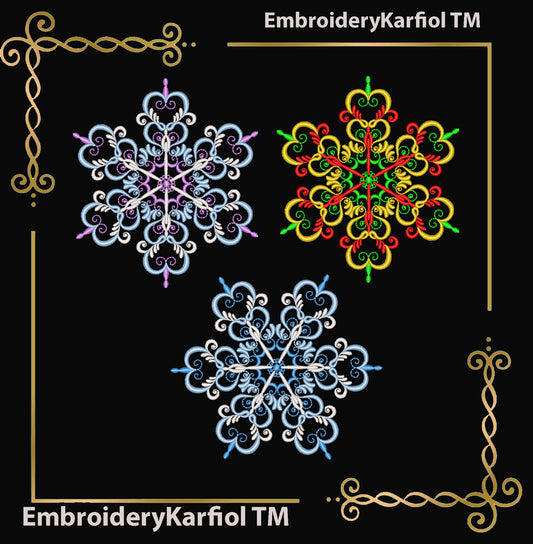 Christmas Elegant Snowflake Embroidery Design — Winter Ornament Pattern