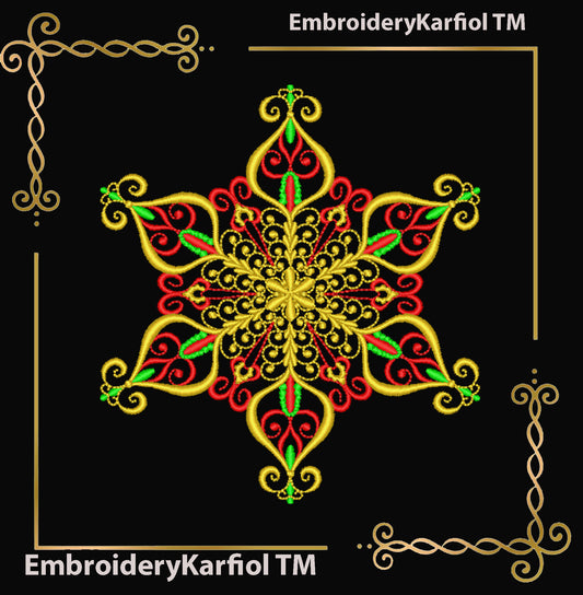Christmas  Elegant Snowflake Embroidery Design — Winter Ornament Pattern