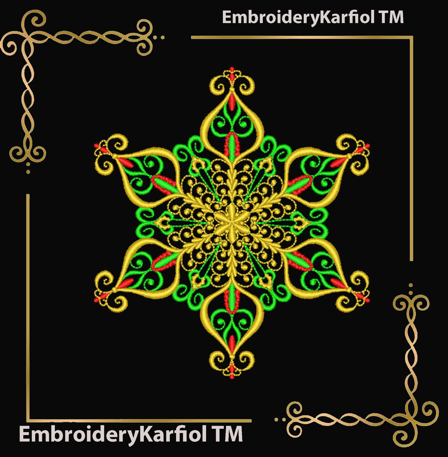 Christmas  Elegant Snowflake Embroidery Design — Winter Ornament Pattern
