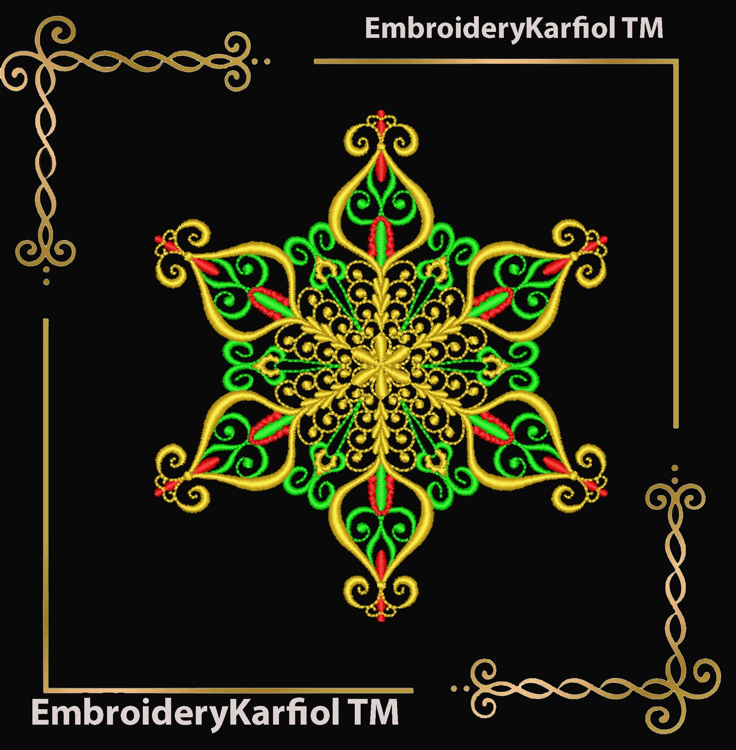 Christmas  Elegant Snowflake Embroidery Design — Winter Ornament Pattern