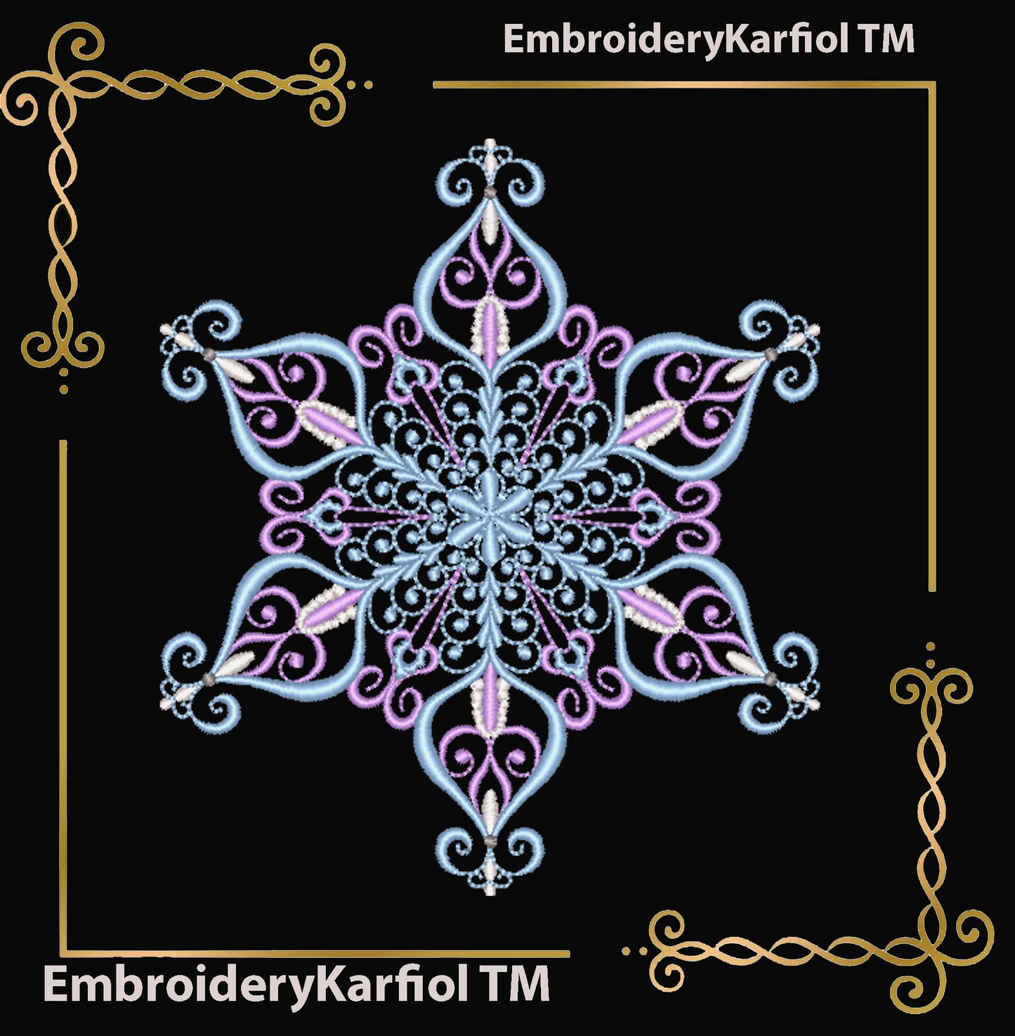 Christmas  Elegant Snowflake Embroidery Design — Winter Ornament Pattern