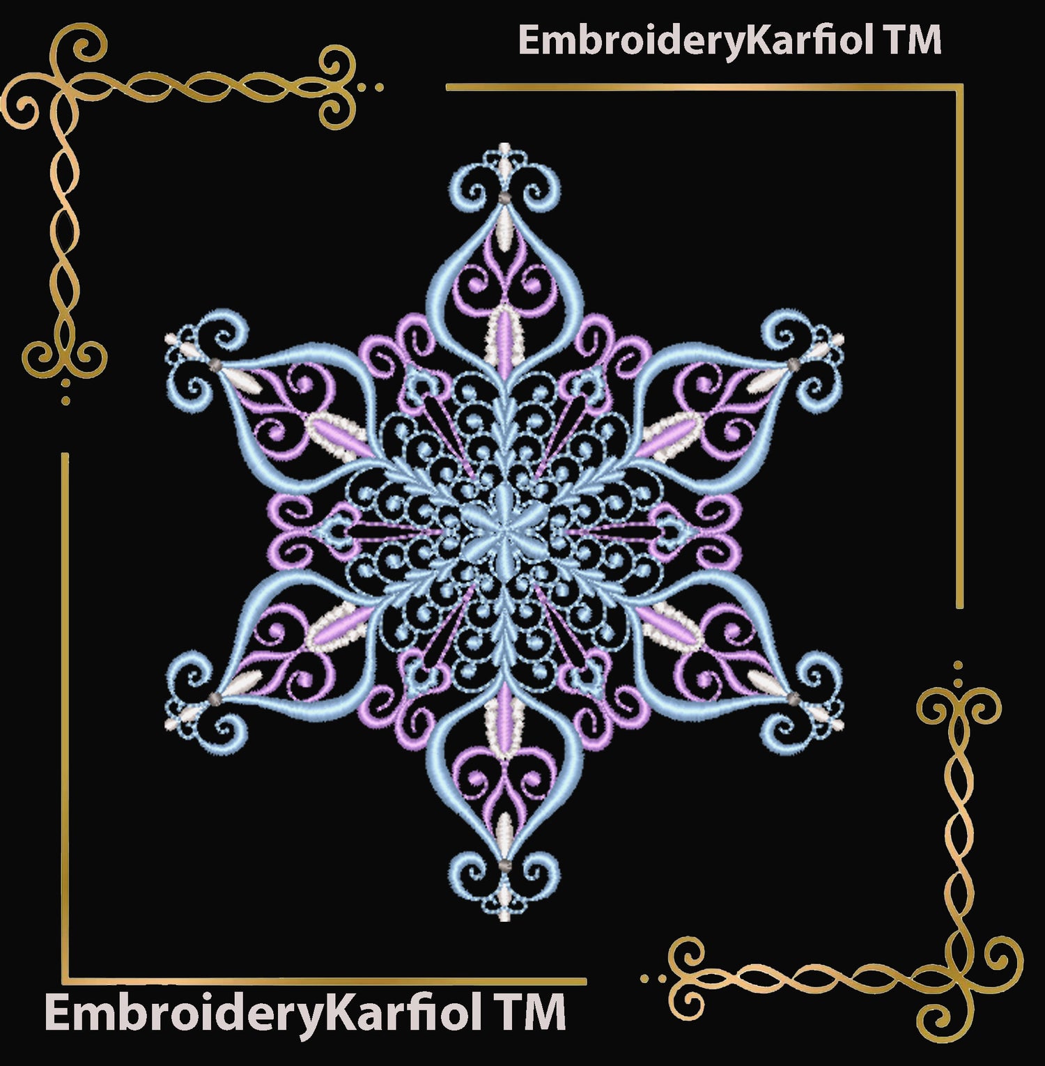 Christmas  Elegant Snowflake Embroidery Design — Winter Ornament Pattern