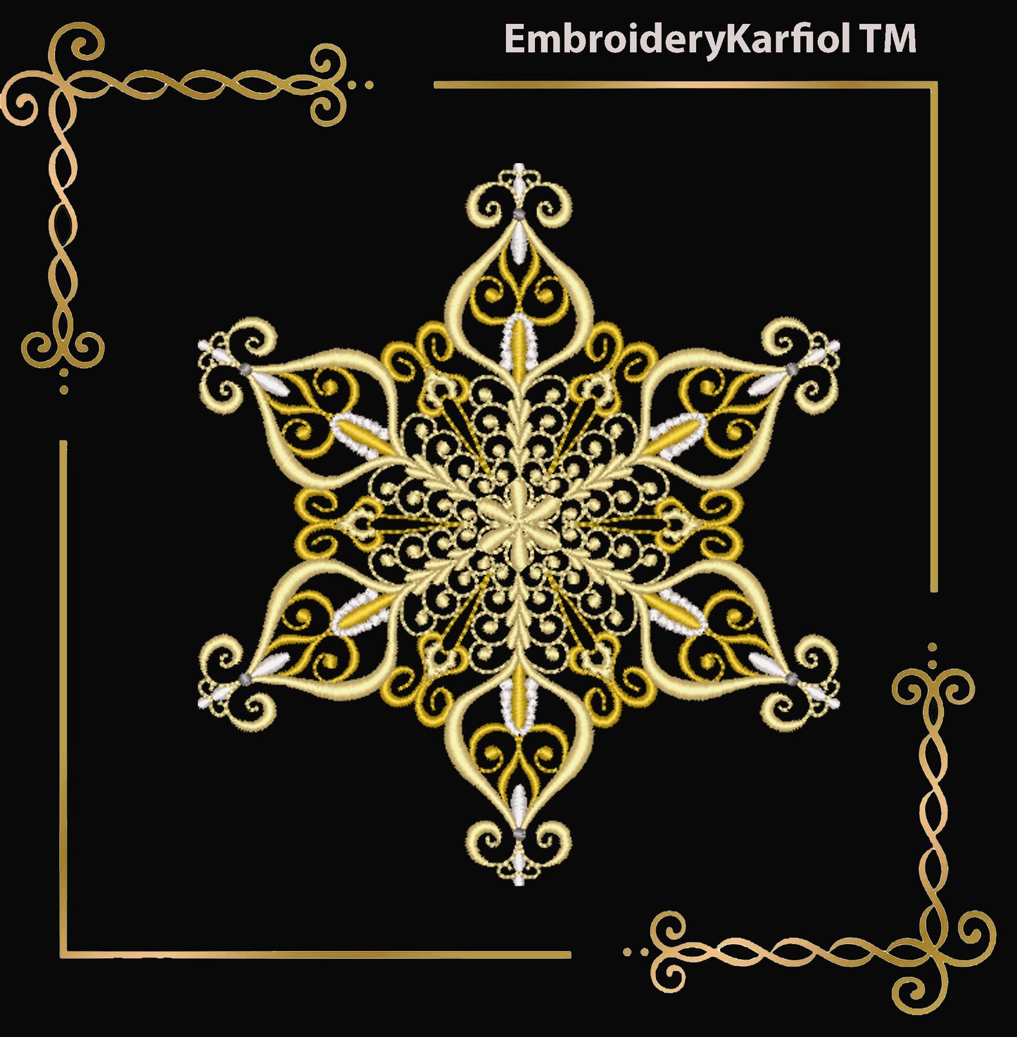 Christmas  Elegant Snowflake Embroidery Design — Winter Ornament Pattern