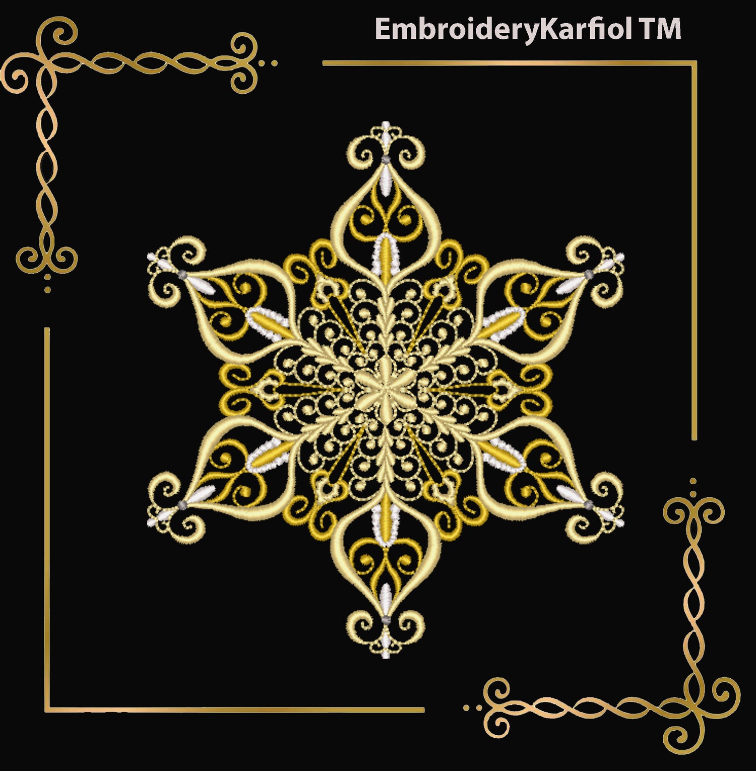 Christmas  Elegant Snowflake Embroidery Design — Winter Ornament Pattern