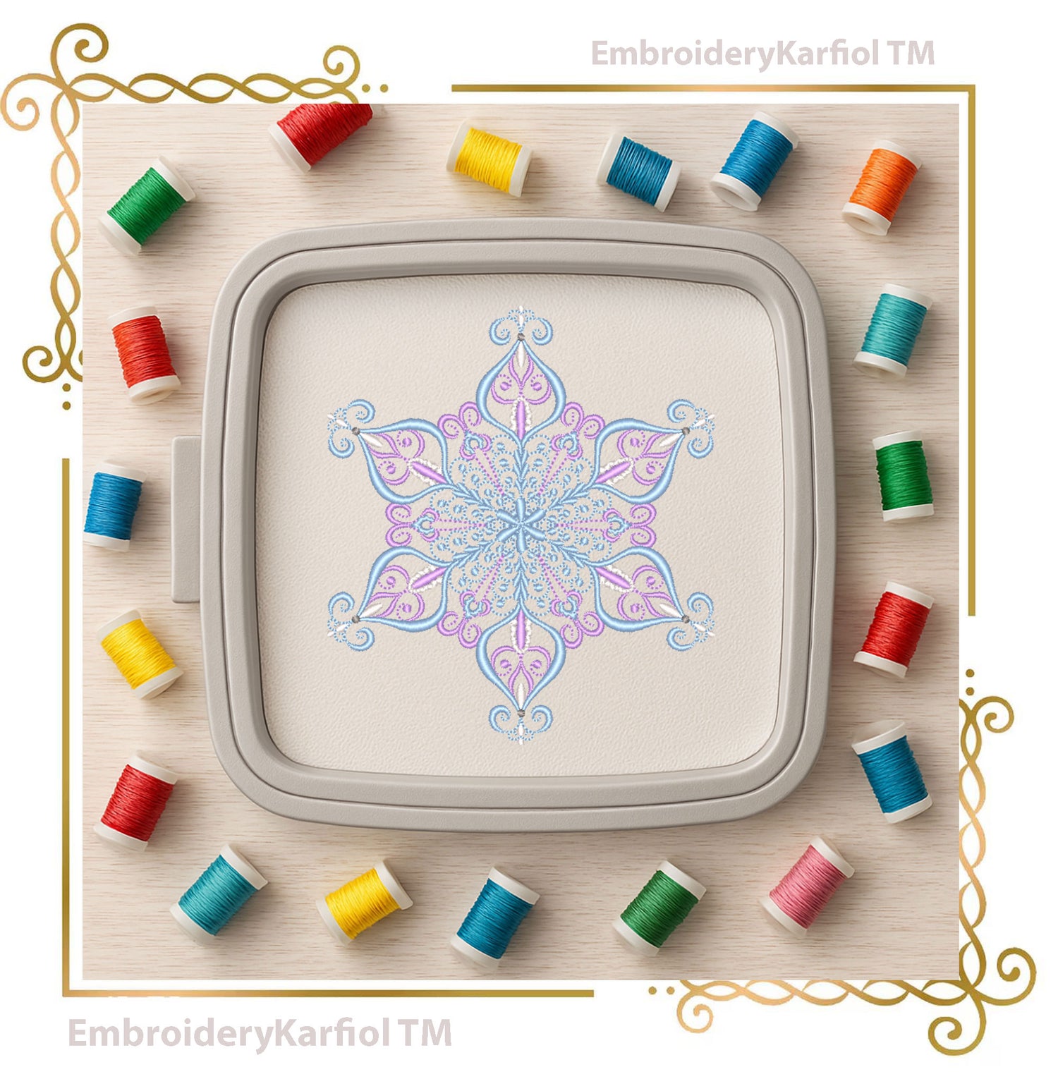 Christmas  Elegant Snowflake Embroidery Design — Winter Ornament Pattern