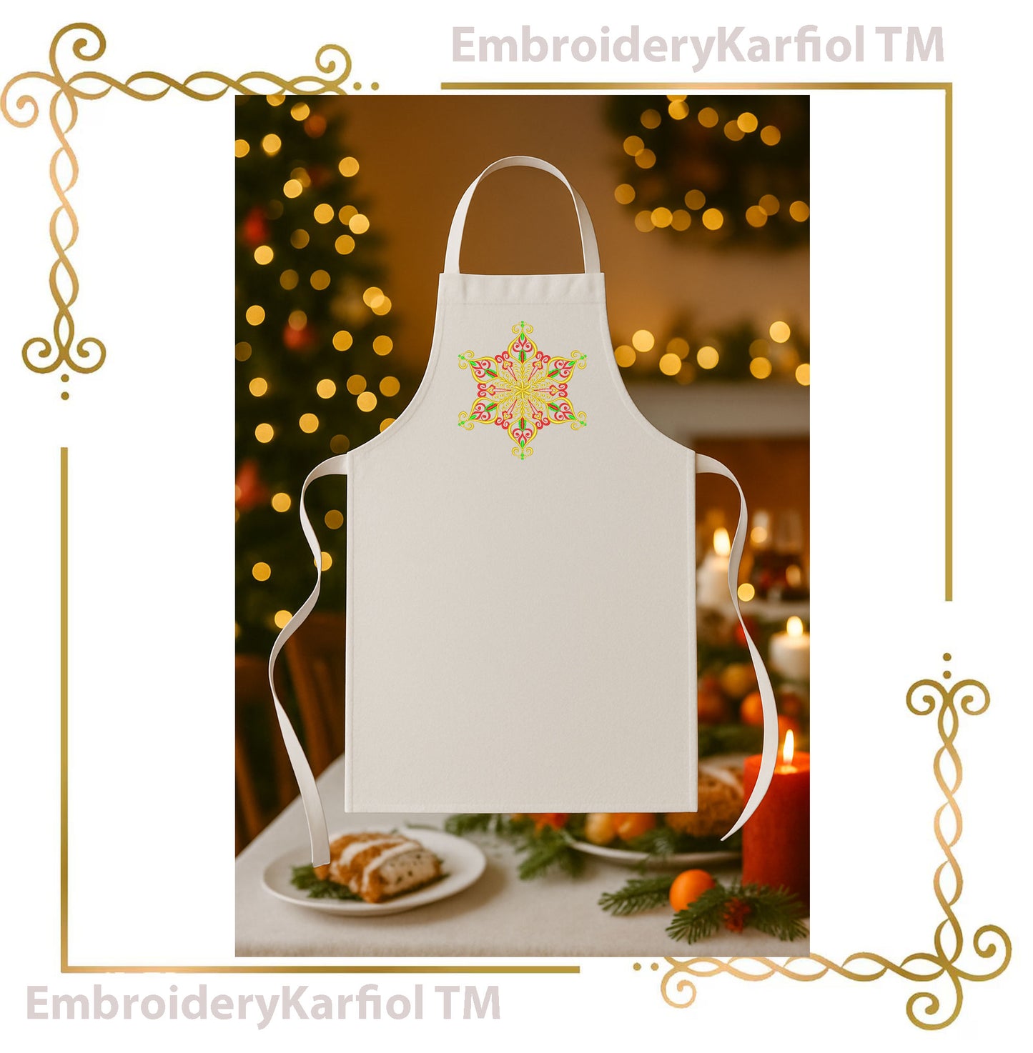 Christmas  Elegant Snowflake Embroidery Design — Winter Ornament Pattern