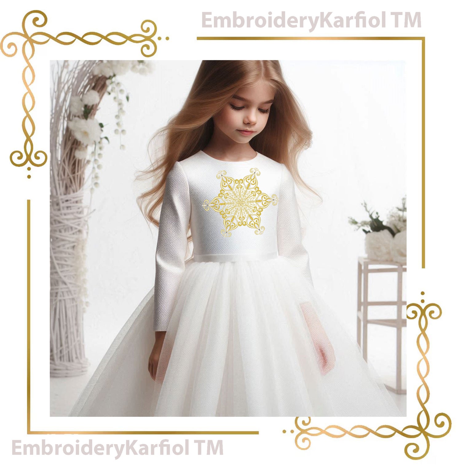 Christmas  Elegant Snowflake Embroidery Design — Winter Ornament Pattern