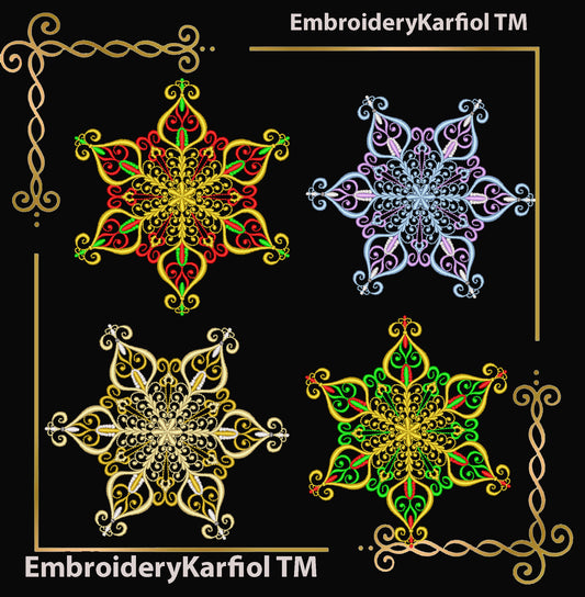 Christmas Elegant Snowflake Embroidery Design — Winter Ornament Pattern
