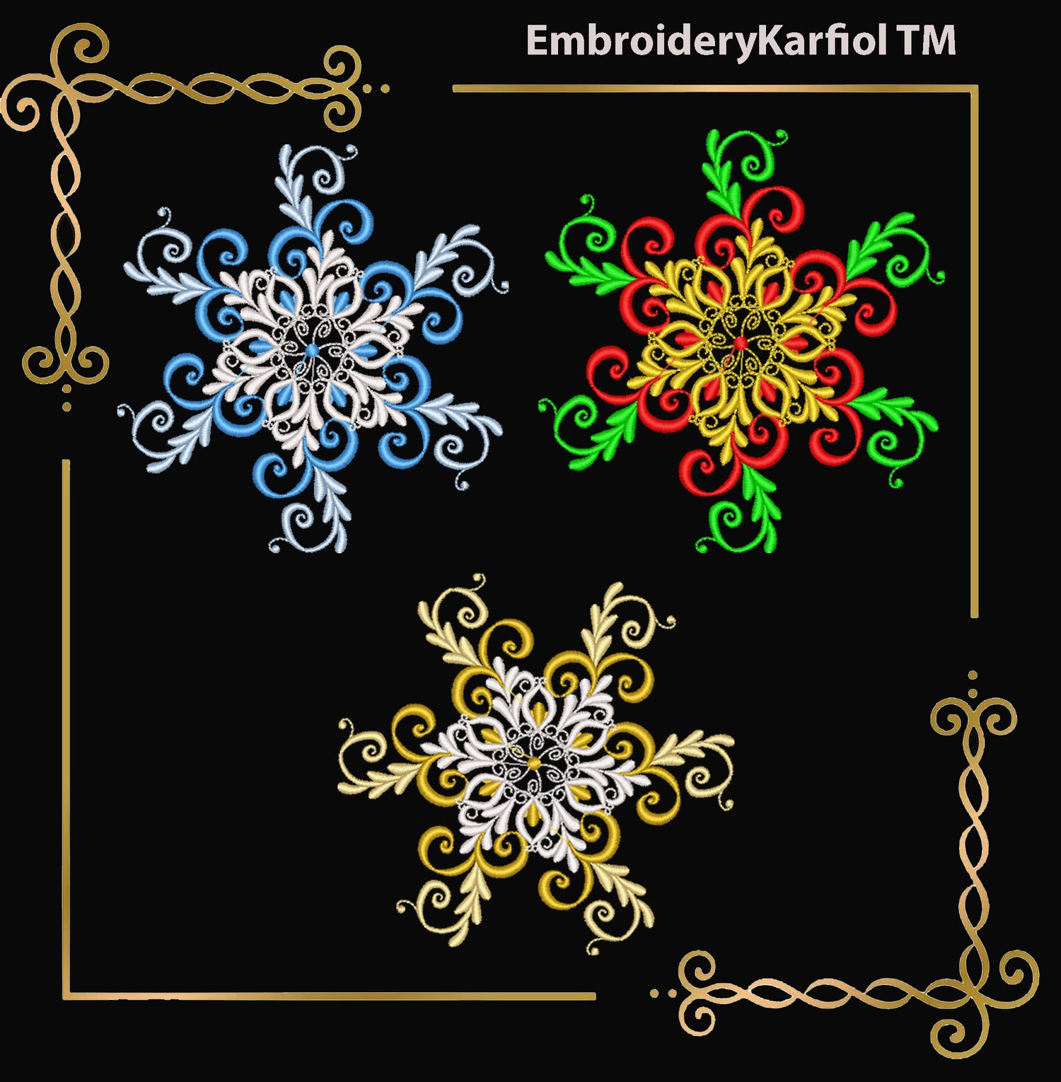 Christmas  Elegant Snowflake Embroidery Design — Winter Ornament Pattern