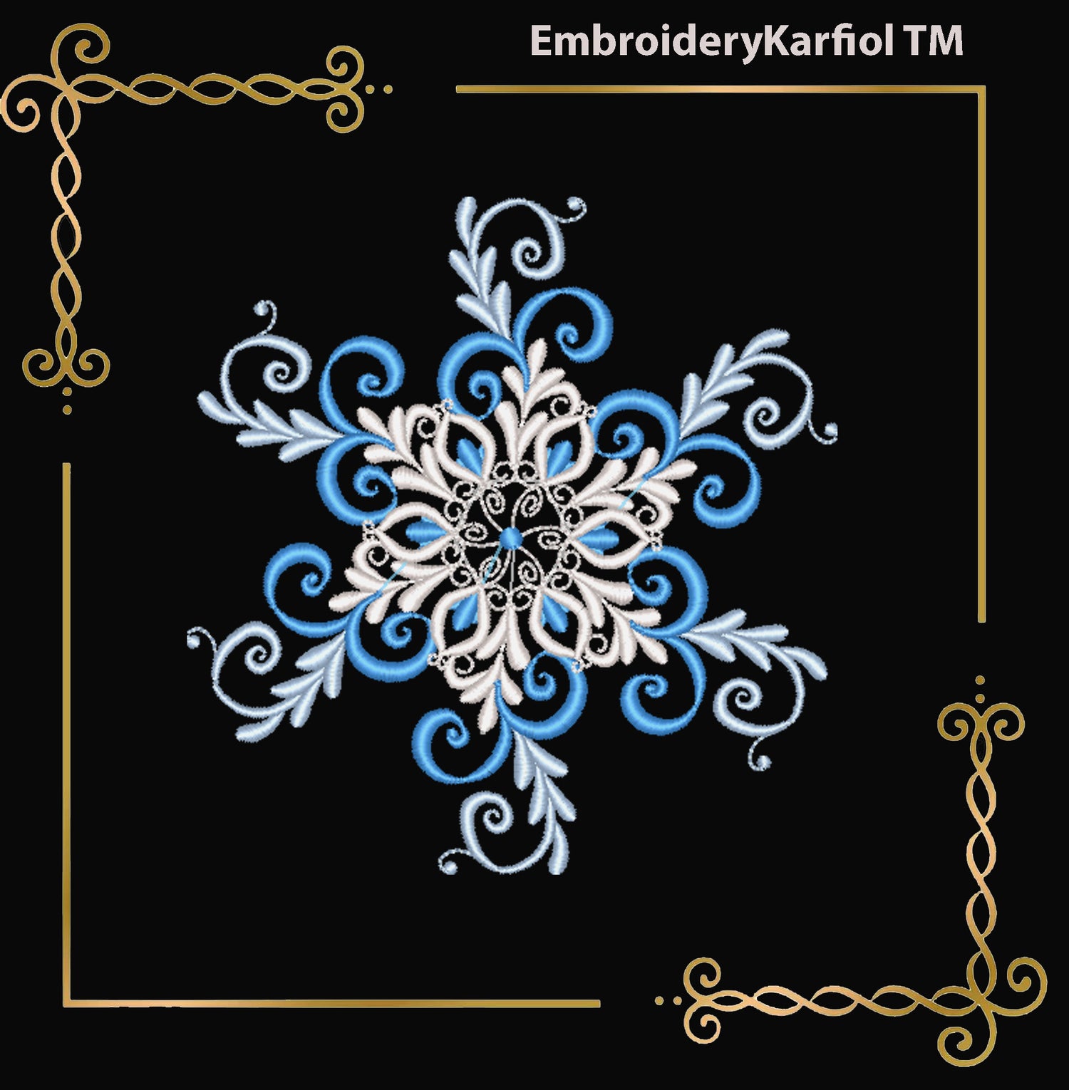 Christmas  Elegant Snowflake Embroidery Design — Winter Ornament Pattern