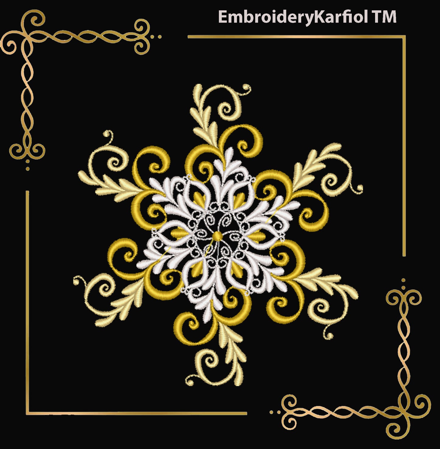 Christmas  Elegant Snowflake Embroidery Design — Winter Ornament Pattern