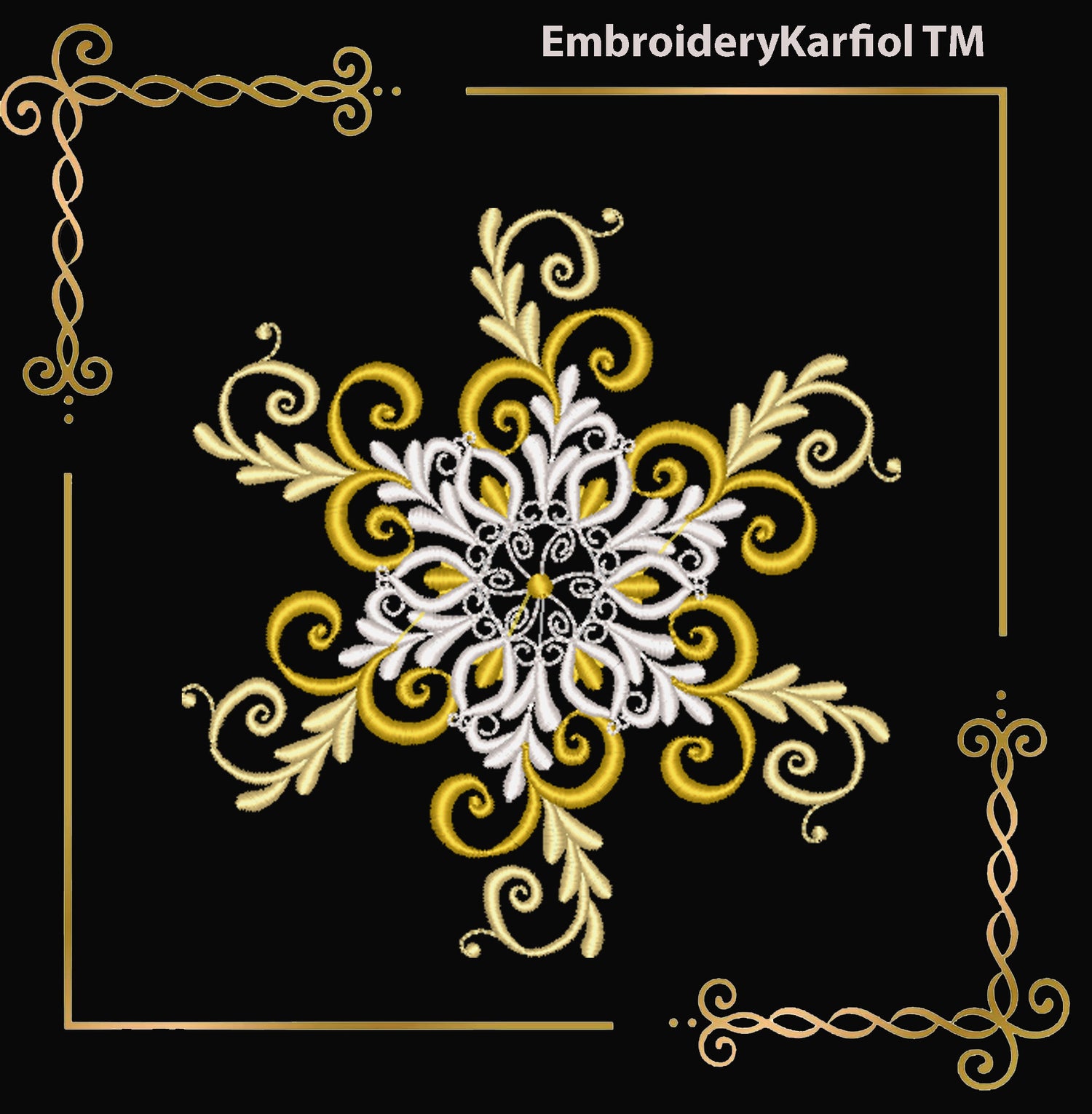 Christmas  Elegant Snowflake Embroidery Design — Winter Ornament Pattern