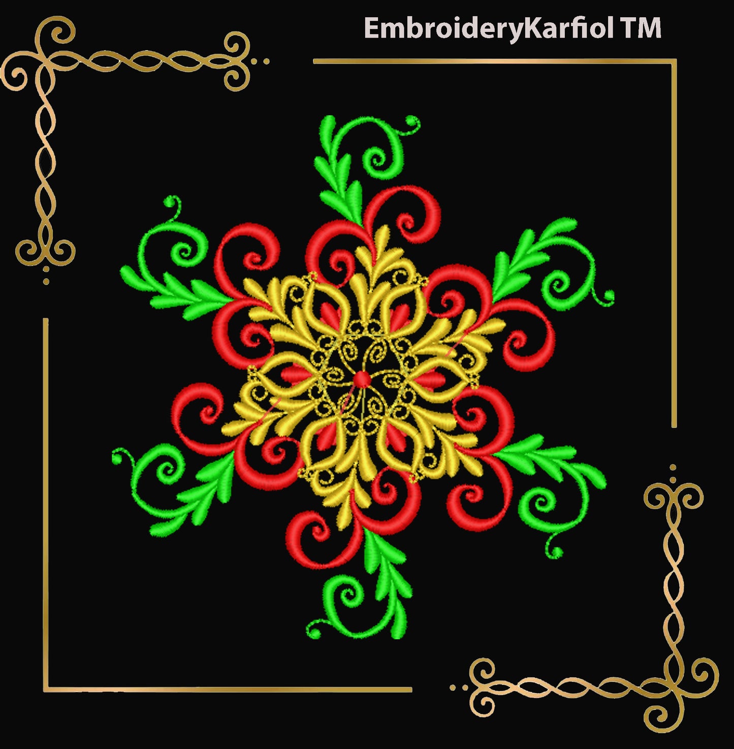 Christmas  Elegant Snowflake Embroidery Design — Winter Ornament Pattern
