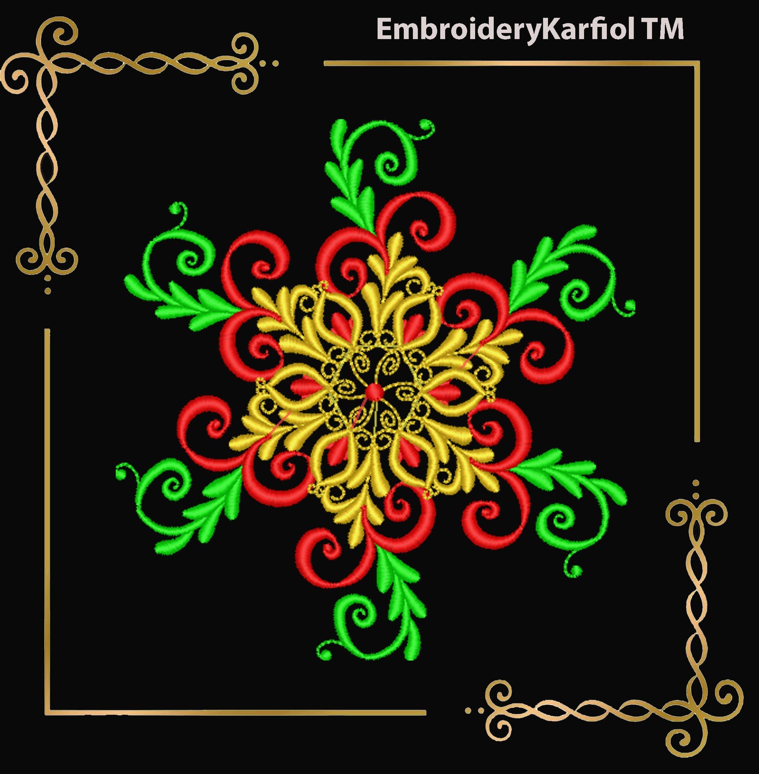 Christmas  Elegant Snowflake Embroidery Design — Winter Ornament Pattern