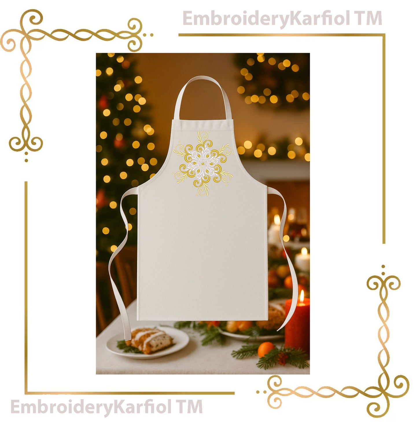 Christmas  Elegant Snowflake Embroidery Design — Winter Ornament Pattern