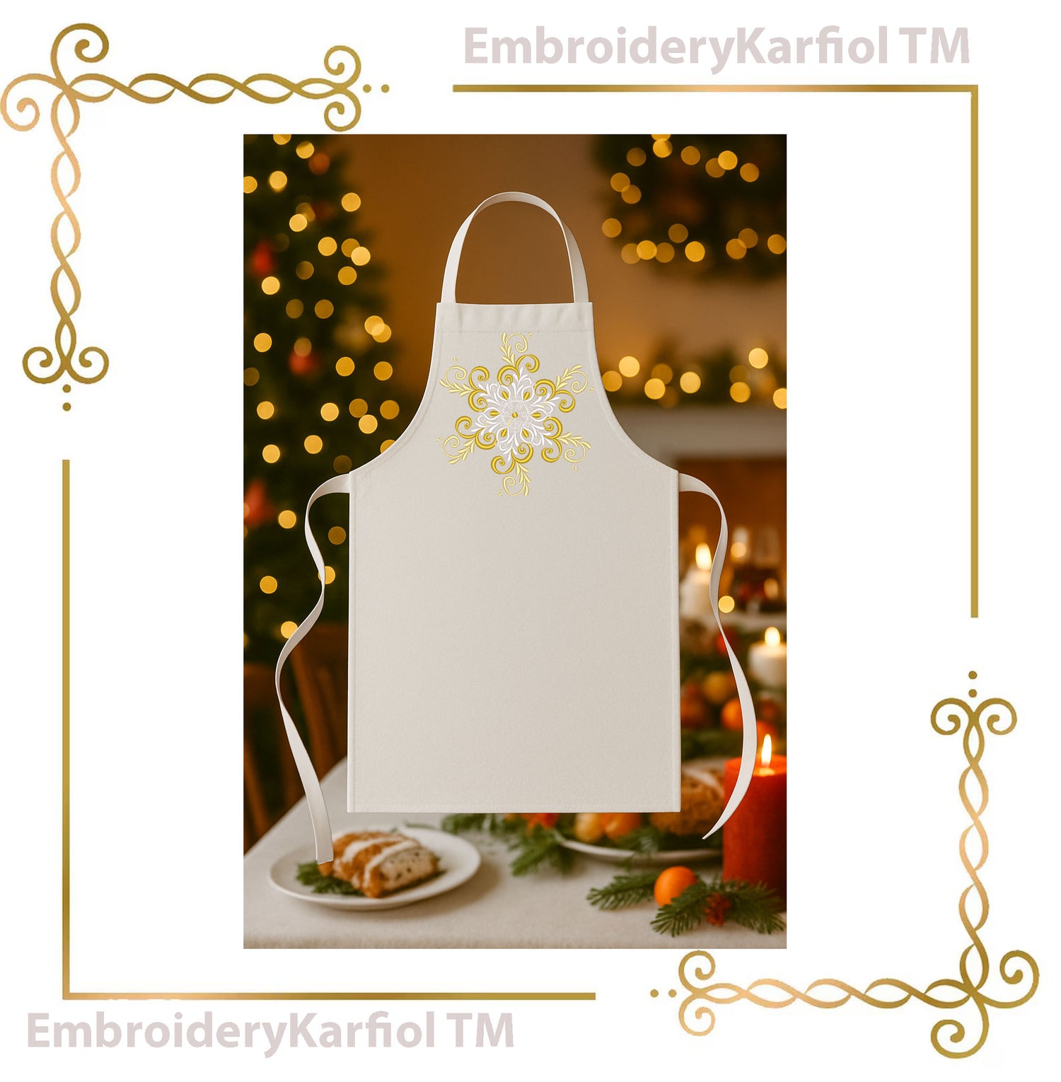 Christmas  Elegant Snowflake Embroidery Design — Winter Ornament Pattern