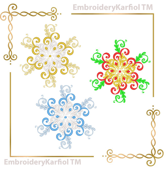 Christmas  Elegant Snowflake Embroidery Design — Winter Ornament Pattern
