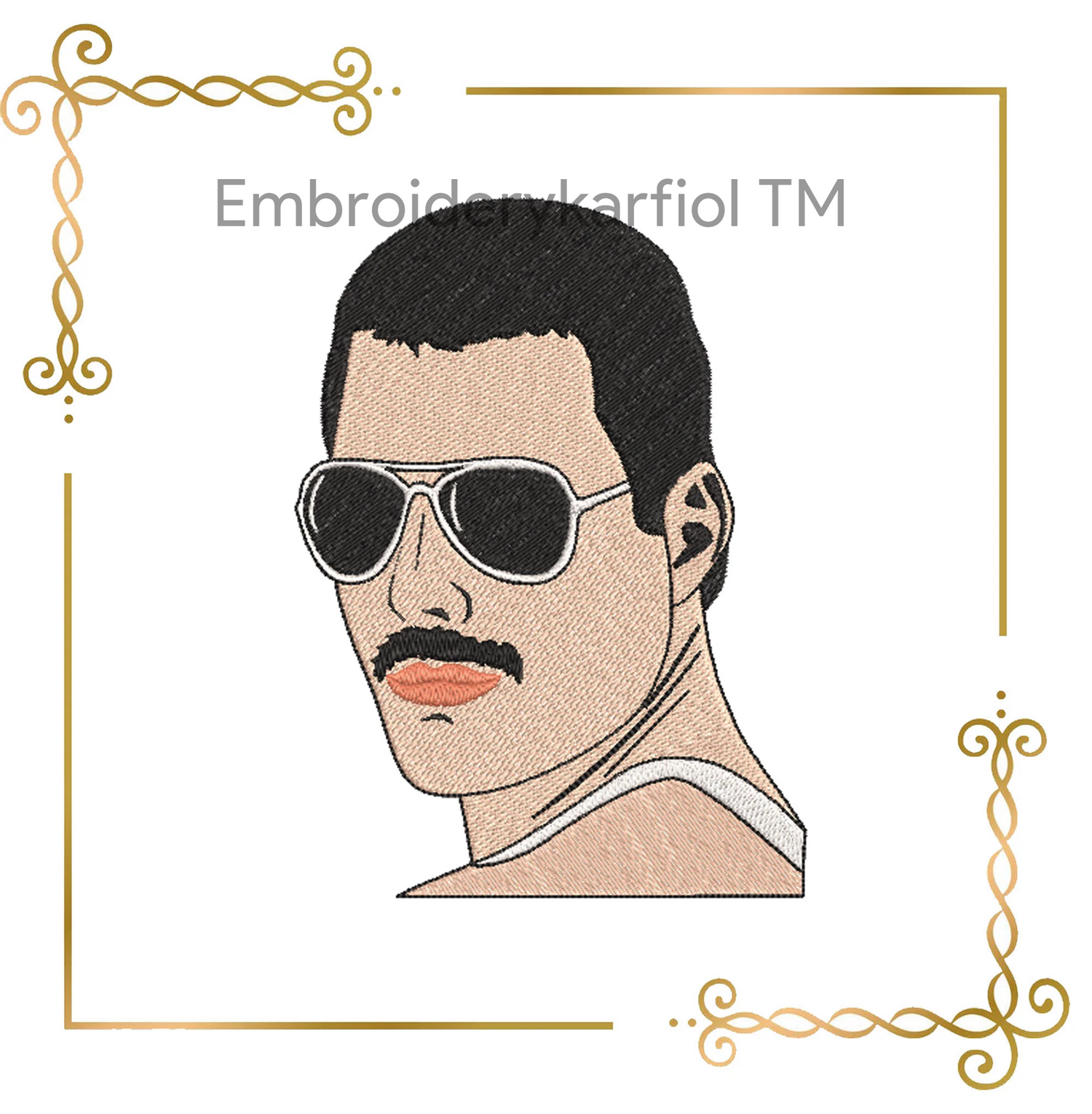 Watermarked - People Freddie Mercury  2 Sizes  embroidery design to the direct download.