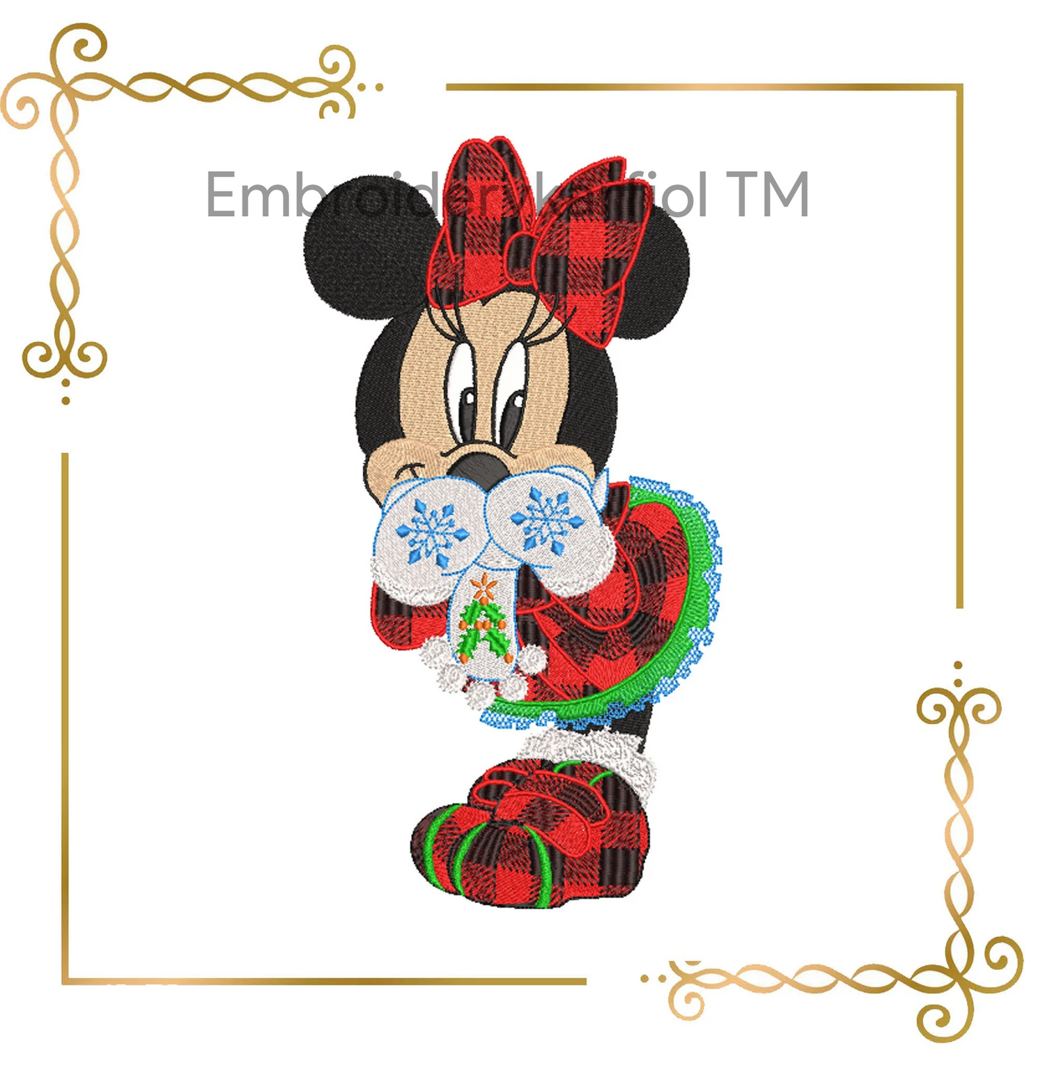 Watermarked - Minnie Christmas Fashionista  3 sizes 4 variants  parody embroidery design to the direct download.