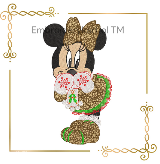 Watermarked - Minnie Christmas Fashionista  3 sizes 4 variants  parody embroidery design to the direct download.