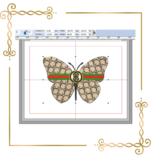 T-Shirt Schmetterling Gucci Stickmuster zum direkten Download.