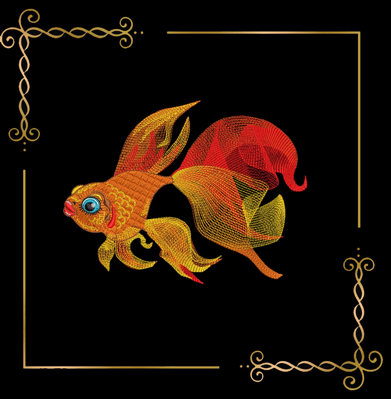 Cartoon Characters Fabulous goldfish  character Disney digital machine embroidery design