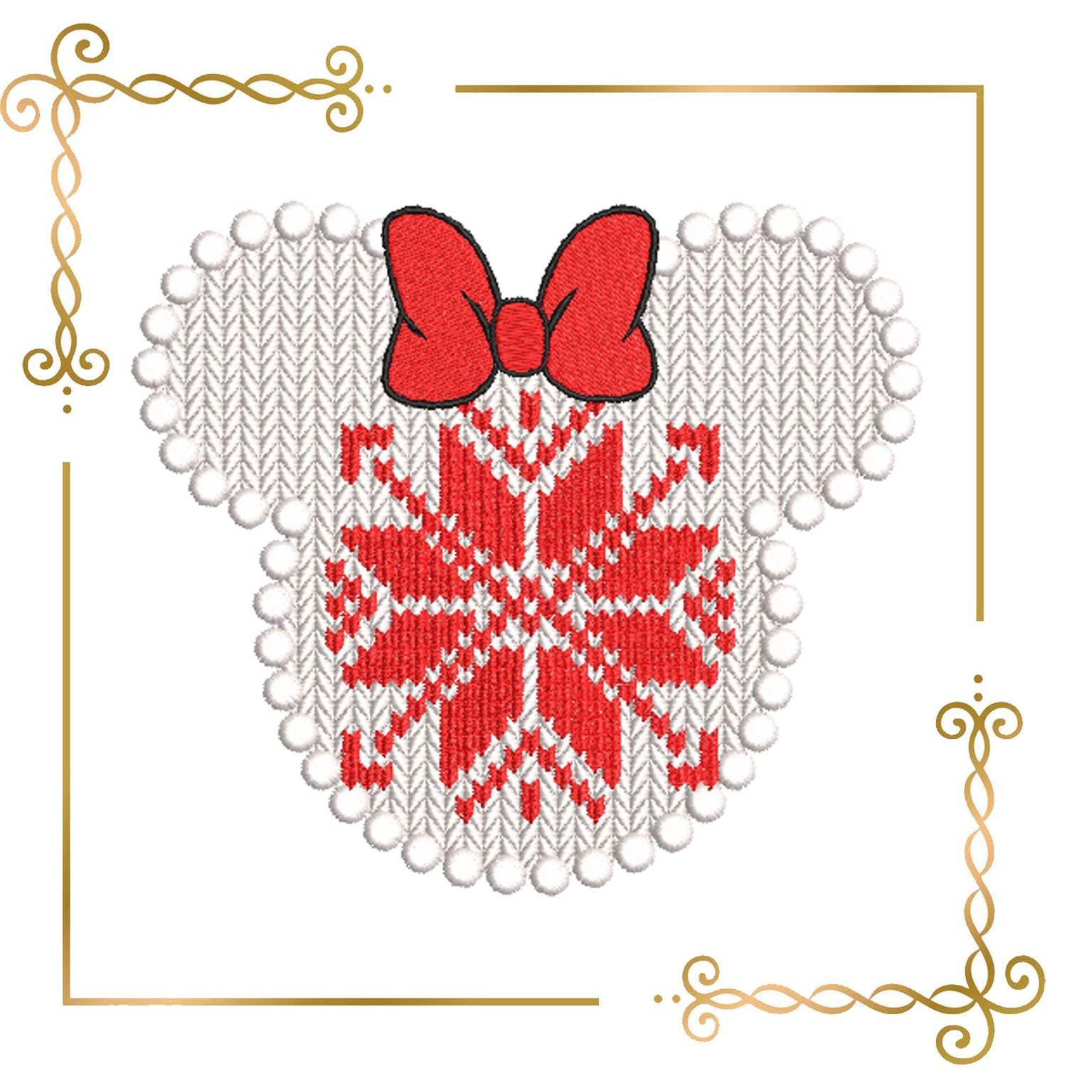 Gift design Mickey and Minnie Mouse  Knitted head in Norwegian pattern design embroidery  