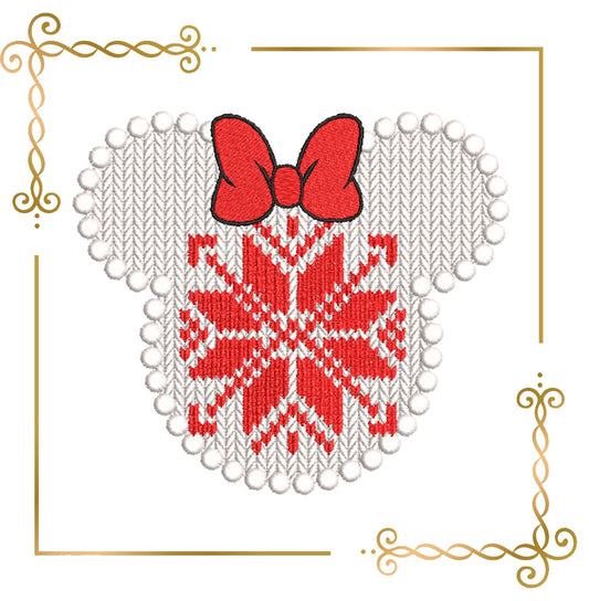 Gift design Mickey and Minnie Mouse  Knitted head in Norwegian pattern design embroidery  