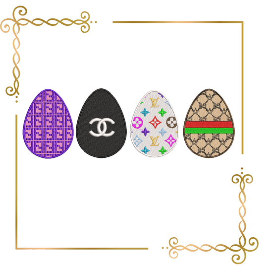 Easter eggs branded Gucci Fendi  Louis Vuitton Chanel Easter eggs digital machine embroidery design