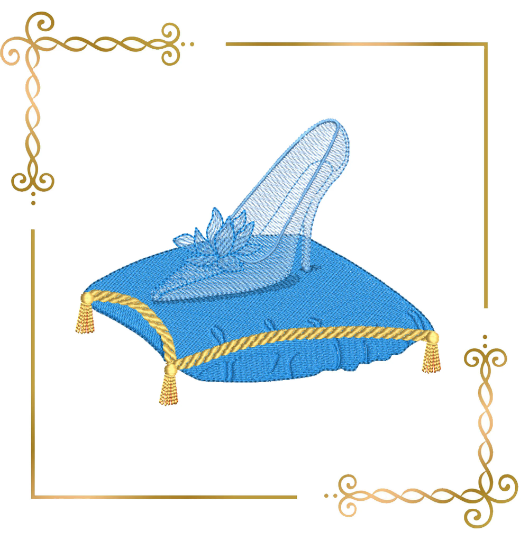 Princess Cinderella , Crystal Slipper, Princess Cinderella, Disney, Embroidery machine design to the direct download