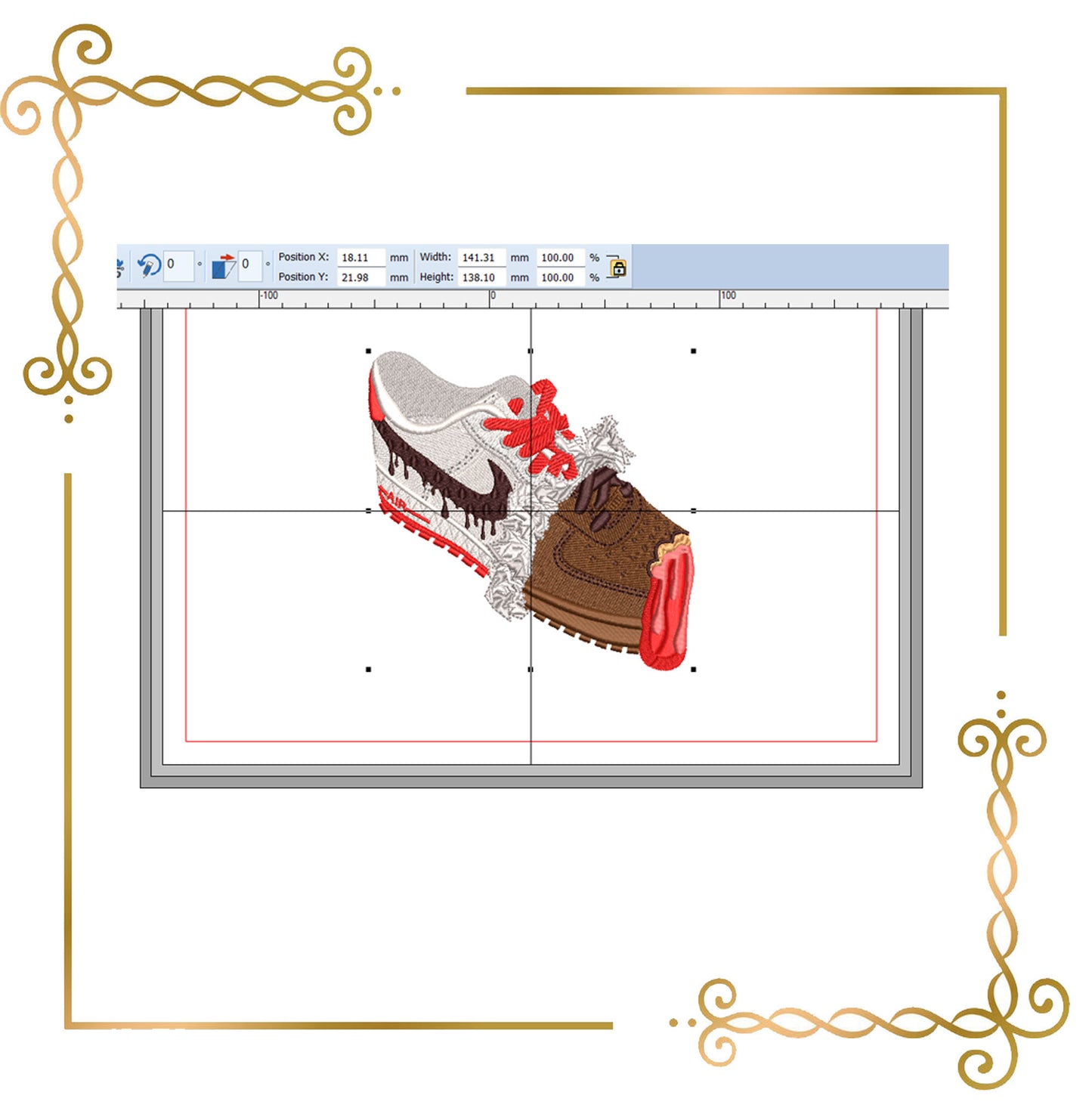 T-shirt  exclusive chocolate sneaker, super trendy, chocolate with filling, 3 variants embroidery design to the direct download.