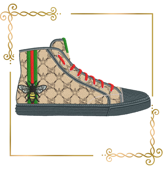 T-shirt Sneakers Gucci  embroidery design to the direct download.